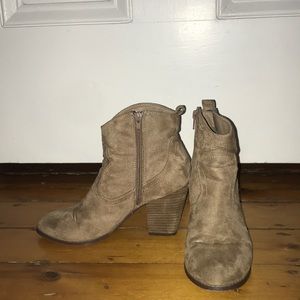 light brown suede ankle booties